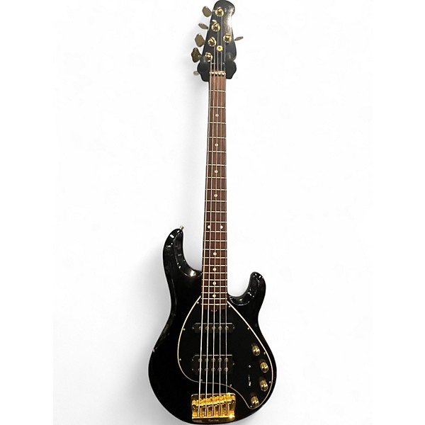 Used Ernie Ball Music Man Stingray HS 5 String Black and Gold Electric Bass Guitar