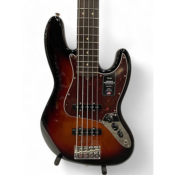 Used 2023 Fender American Professional II Jazz Bass V 3 Color Sunburst Electric Bass Guitar