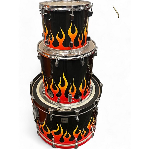 Used Gms Grand Master 3 Piece GRAND MASTER BLACK WITH FLAMES Drum Kit,New Products : American Fashion Style Bags On Sale
