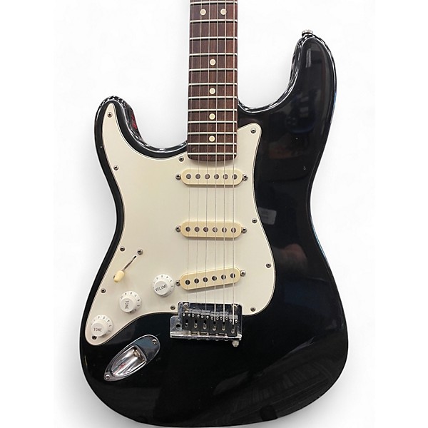 Used 1999 Fender American Standard Stratocaster Left Handed Black and White Electric Guitar