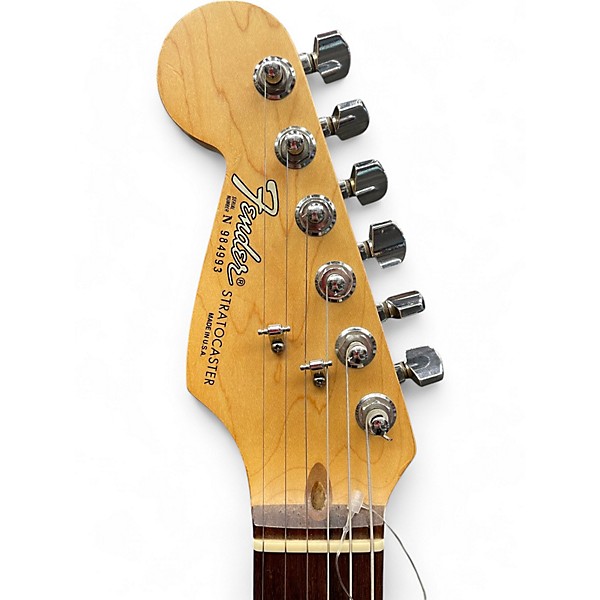 Used 1999 Fender American Standard Stratocaster Left Handed Black and White Electric Guitar
