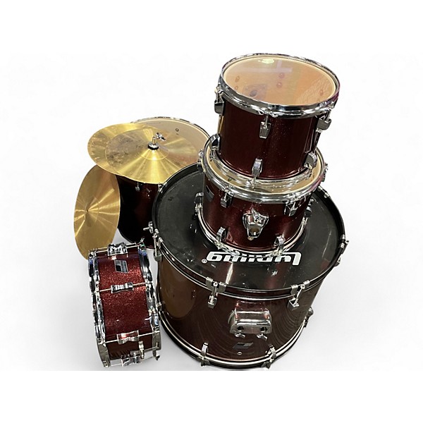 Used Ludwig 5 Piece BACKBEAT 5PC RUBY RED Drum Kit