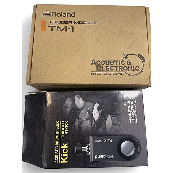 Used Roland TM-1 Trigger module with RT-30K Acoustic kick Drum Trigger Acoustic Drum Trigger