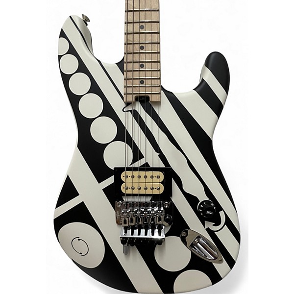 Used EVH Stripe Series Circles Black and White Solid Body Electric Guitar