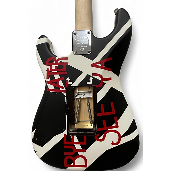 Used EVH Stripe Series Circles Black and White Solid Body Electric Guitar