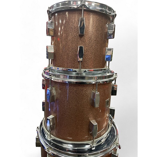 Used Tempus 5 Piece CARBON FIBER KIT COPPER CHAMPAGNE SPARKLE Drum Kit