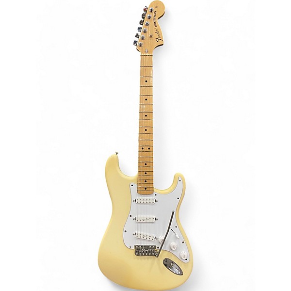 Used 2000s Fender American Vintage '70s Stratocaster Vintage Yellow Solid Body Electric Guitar