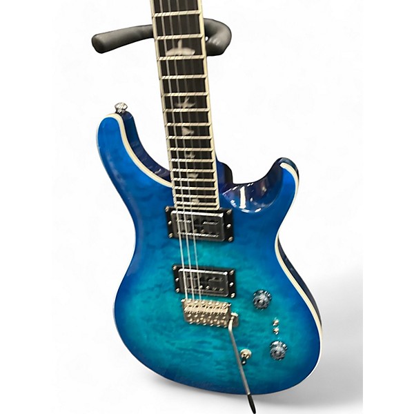 Used PRS SE Custom 24-08 Quilt LAKE BLUE Solid Body Electric Guitar