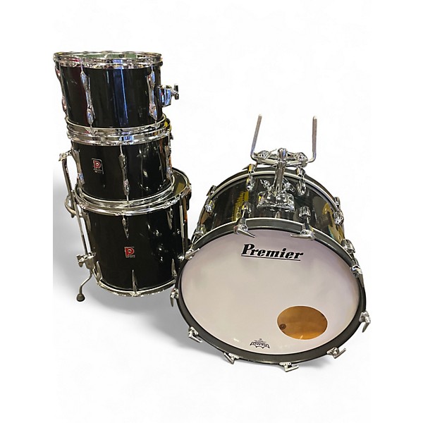 Used 1970s Premier 4 Piece Elite Black Drum Kit