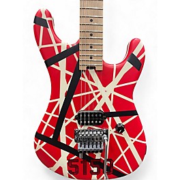 Used EVH Striped Series 5150 Red with Black and White Stripes Solid Body Electric Guitar