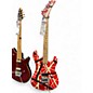 Used EVH Striped Series 5150 Red with Black and White Stripes Solid Body Electric Guitar