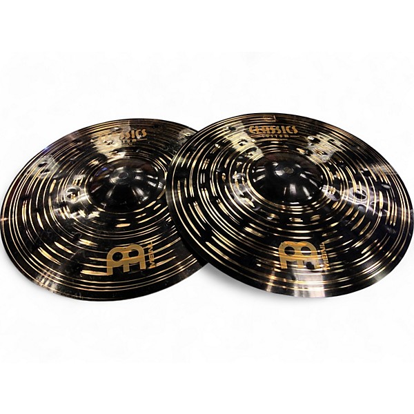 Used MEINL 14in classic custom dark hihat pair Cymbal