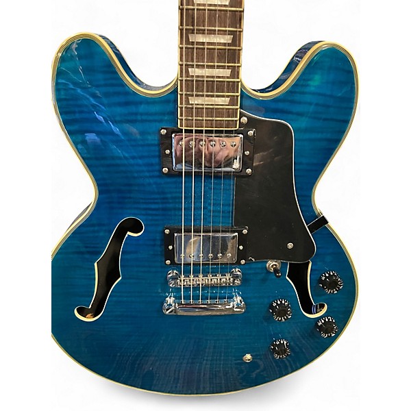 Used Michael Dolsey DOUBLECUT HOLLWBODY BLUE FLAME Hollow Body Electric Guitar