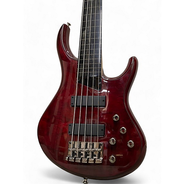 Used MTD Kingston Z 5 String Fretless CHERRY RED Electric Bass Guitar