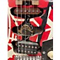 Used EVH Striped Series Frankie Red with Black and White Stripes Solid Body Electric Guitar