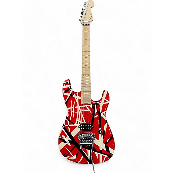 Used EVH Striped Series Red with Black and White Stripes Solid Body Electric Guitar