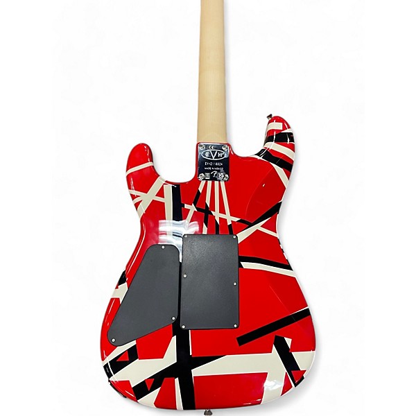 Used EVH Striped Series Red with Black and White Stripes Solid Body Electric Guitar