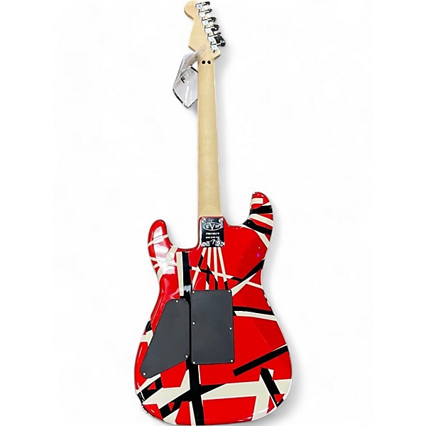 Used EVH Striped Series Red with Black and White Stripes Solid Body Electric Guitar