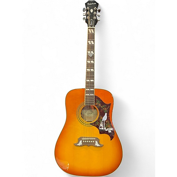 Used Epiphone Dove Pro Orange Acoustic Electric Guitar