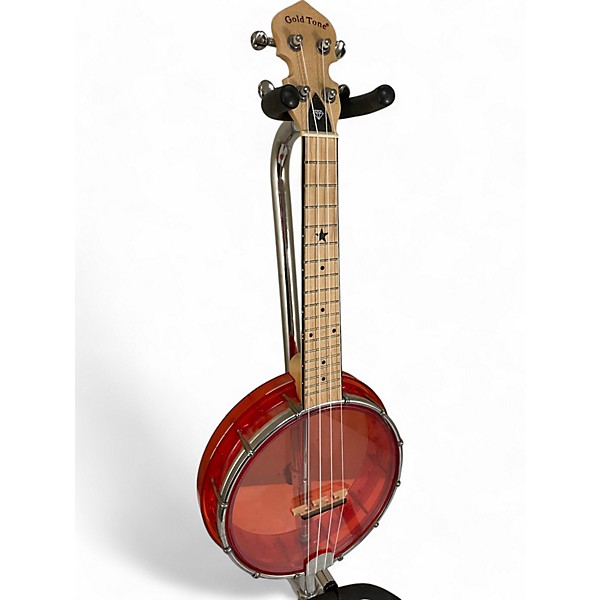 Used Gold Tone LITTLE GEM Candy Apple Red Banjolele