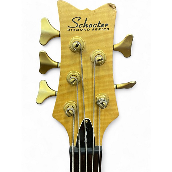 Used Schecter Guitar Research Stiletto Custom 5 String Natural Electric Bass Guitar