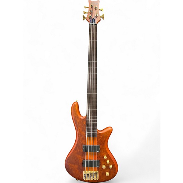 Used Schecter Guitar Research Stiletto Studio 5 String Fretless Active Honey Satin Electric Bass Guitar