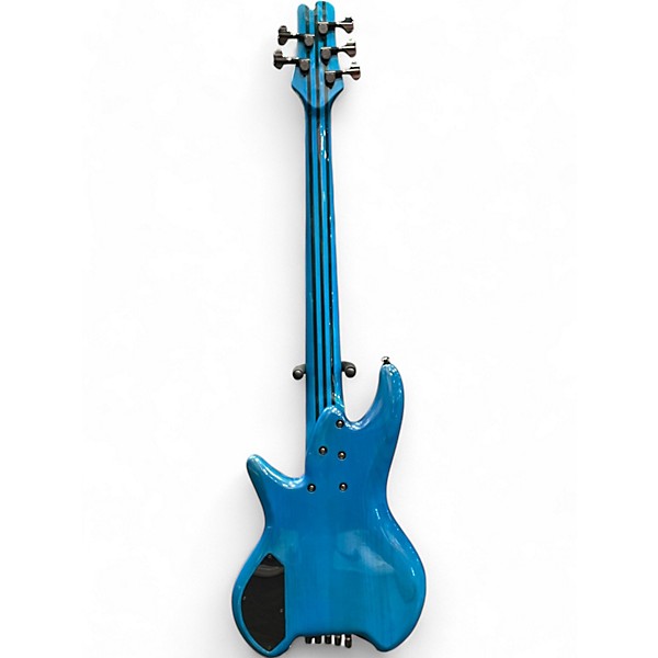Used Dolan 5 STRING FRETLESS Trans Blue Electric Bass Guitar