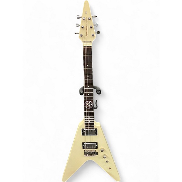 Used Fernandes V STYLE White Solid Body Electric Guitar