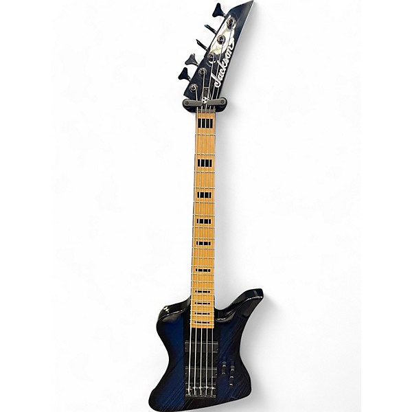 Used Jackson avid Ellefson Signature Kelly Bird V Blue Electric Bass Guitar