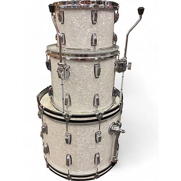 Used Ludwig 3 Piece Classic Maple Pearl White Drum Kit