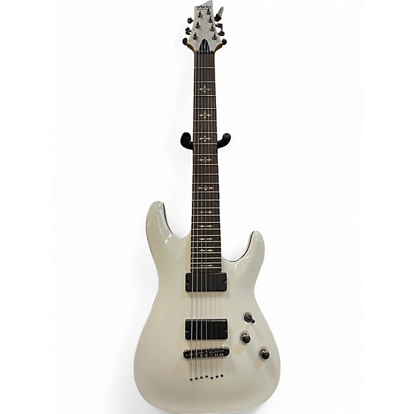 Used Schecter Guitar Research Demon 7 String Arctic White Solid Body Electric Guitar