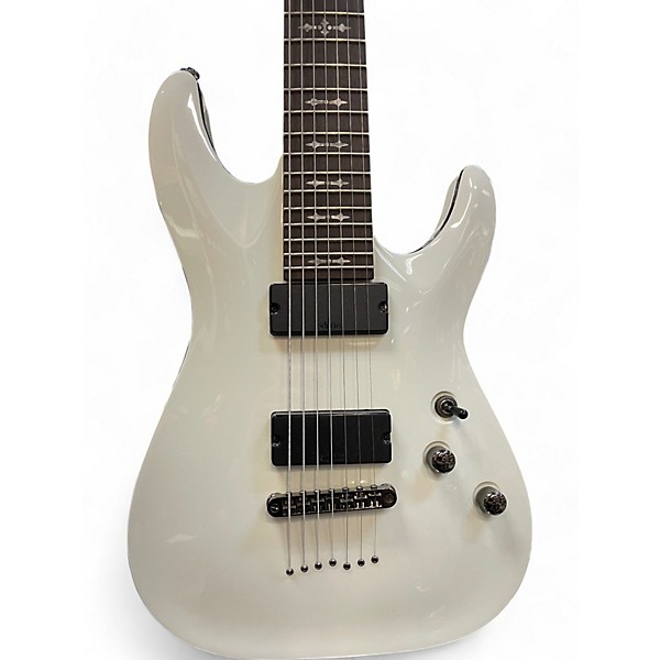 Used Schecter Guitar Research Demon 7 String Arctic White Solid Body Electric Guitar