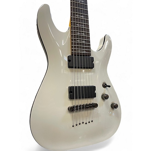 Used Schecter Guitar Research Demon 7 String Arctic White Solid Body Electric Guitar