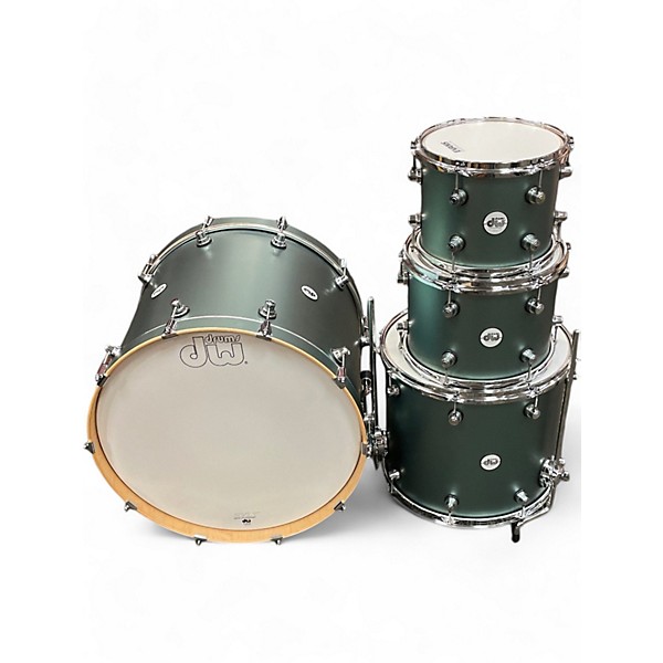 Used DW 5 Piece Design Series Sage Green Metallic Drum Kit