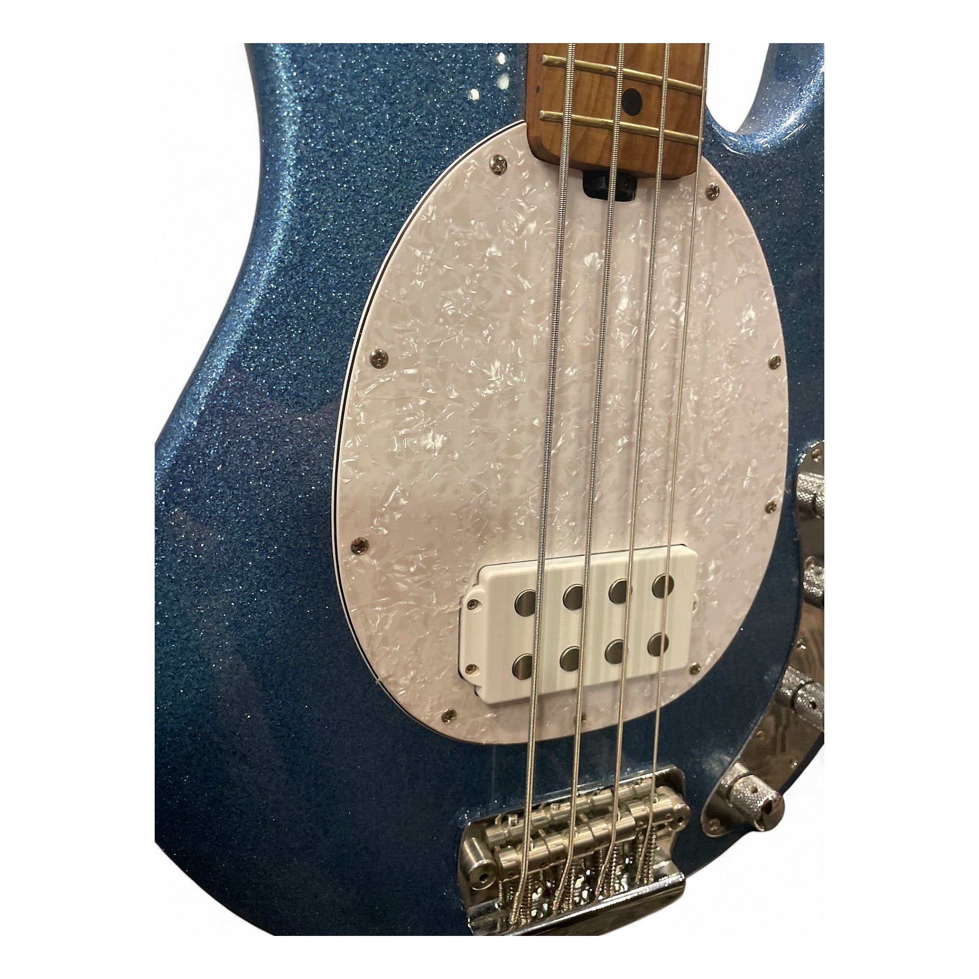 ベース Musicman RAY34 Blue Sparkle Sterling Sterling By Music Man StingRay RAY34 Bass Guitar - Blue