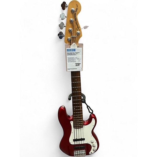 Used Squier Precision Bass 5 string Candy Apple Red Electric Bass Guitar