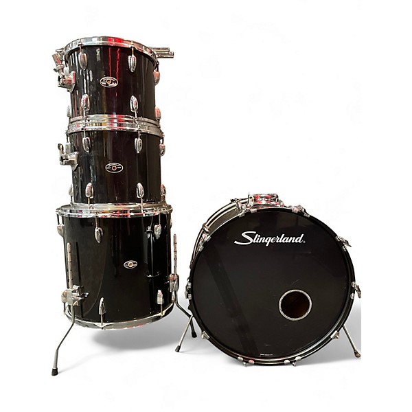 Used 1980s Slingerland 4 Piece 4 PIECE Black Drum Kit