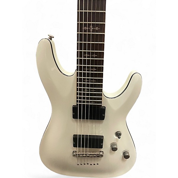 Used Schecter Guitar Research Demon 7 String Arctic White Solid Body Electric Guitar