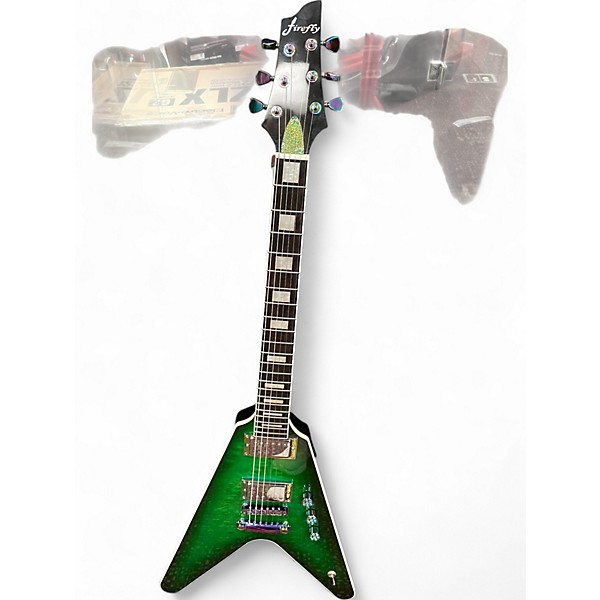 Used Firefly FLYING V GREEN BURST Solid Body Electric Guitar