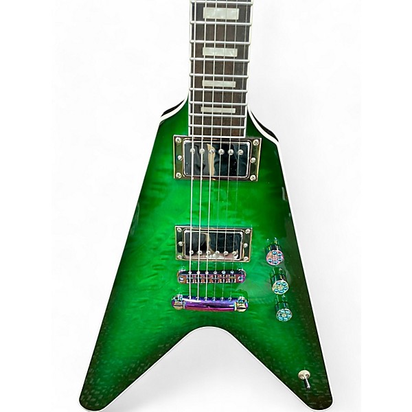 Used Firefly FLYING V GREEN BURST Solid Body Electric Guitar