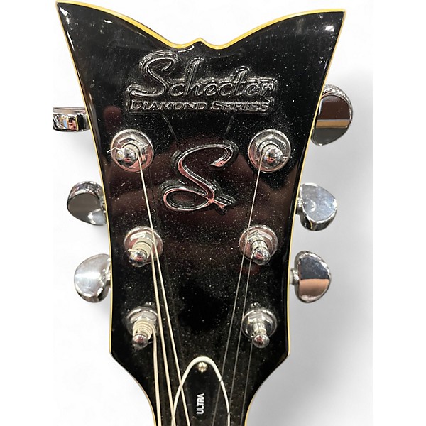 Used Schecter Guitar Research DIAMOND SERIES ULTRA Black and White Solid Body Electric Guitar