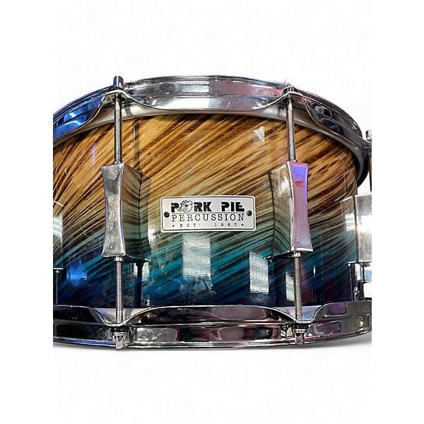 Used Pork Pie 14in 14X7 IN.  BIRCH SNARE BLUE FADE DIP Drum