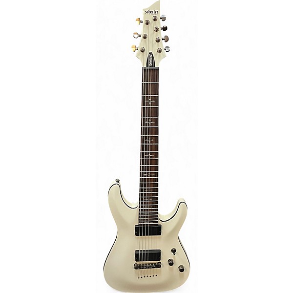 Used Schecter Guitar Research Demon 7 String Vintage White Solid Body Electric Guitar