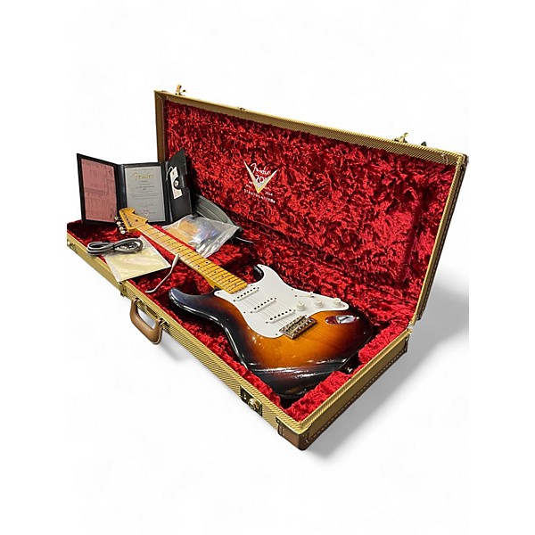 Used Fender Custom Shop 70th Anniversary Relic1954 Stratocaster Journe Wide Fade 2-Color Sunburst Solid Body Electric Guitar