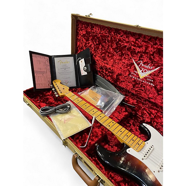 Used Fender Custom Shop 70th Anniversary Relic1954 Stratocaster Journe Wide Fade 2-Color Sunburst Solid Body Electric Guitar