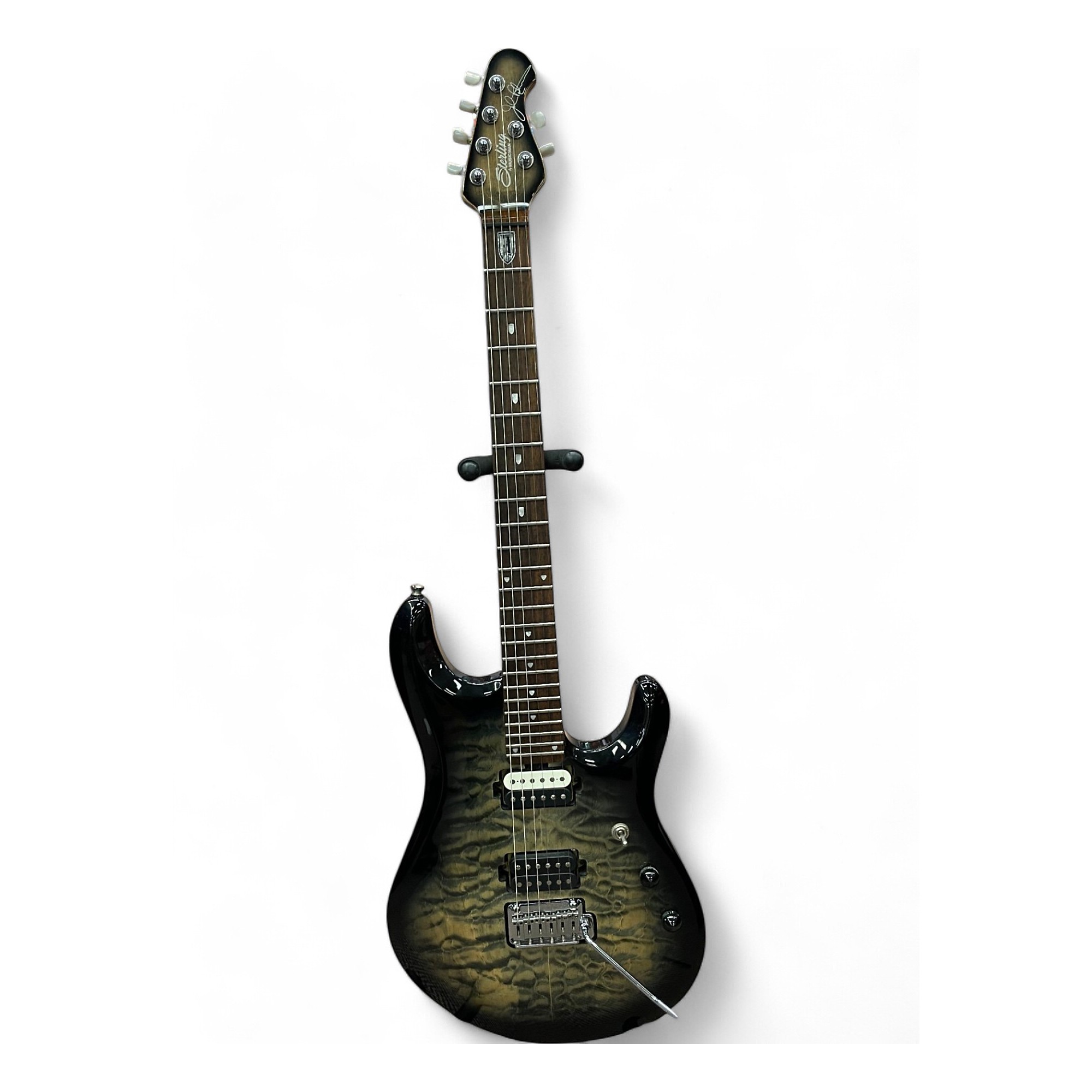Used Sterling by Music Man JP100 QUILTED Trans Black Solid Body