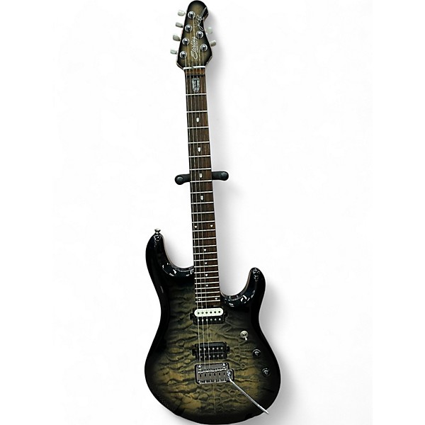 Used Sterling by Music Man JP100 QUILTED Trans Black Solid Body Electric Guitar