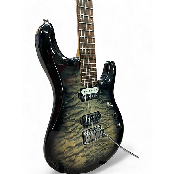 Used Sterling by Music Man JP100 QUILTED Trans Black Solid Body Electric Guitar