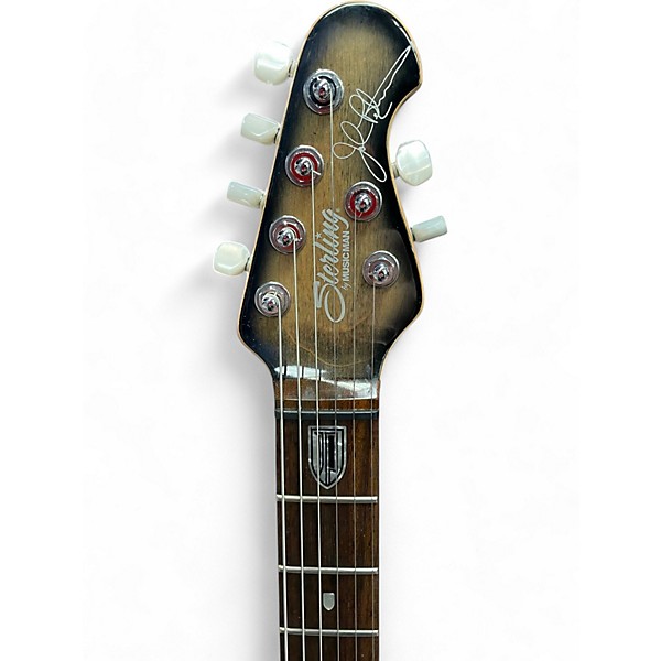 Used Sterling by Music Man JP100 QUILTED Trans Black Solid Body Electric Guitar