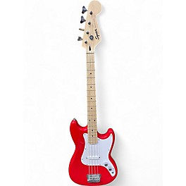 Used Squier Bronco Bass Candy Apple Red Electric Bass Guitar